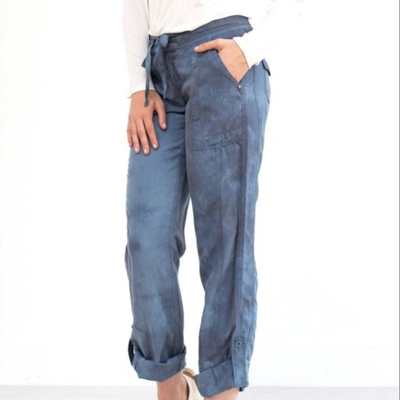 Anthropologie Marrakech Charlotte Tencel Linen Pants Tab Roll Sz 32 NWT Second - Picture 2 of 14